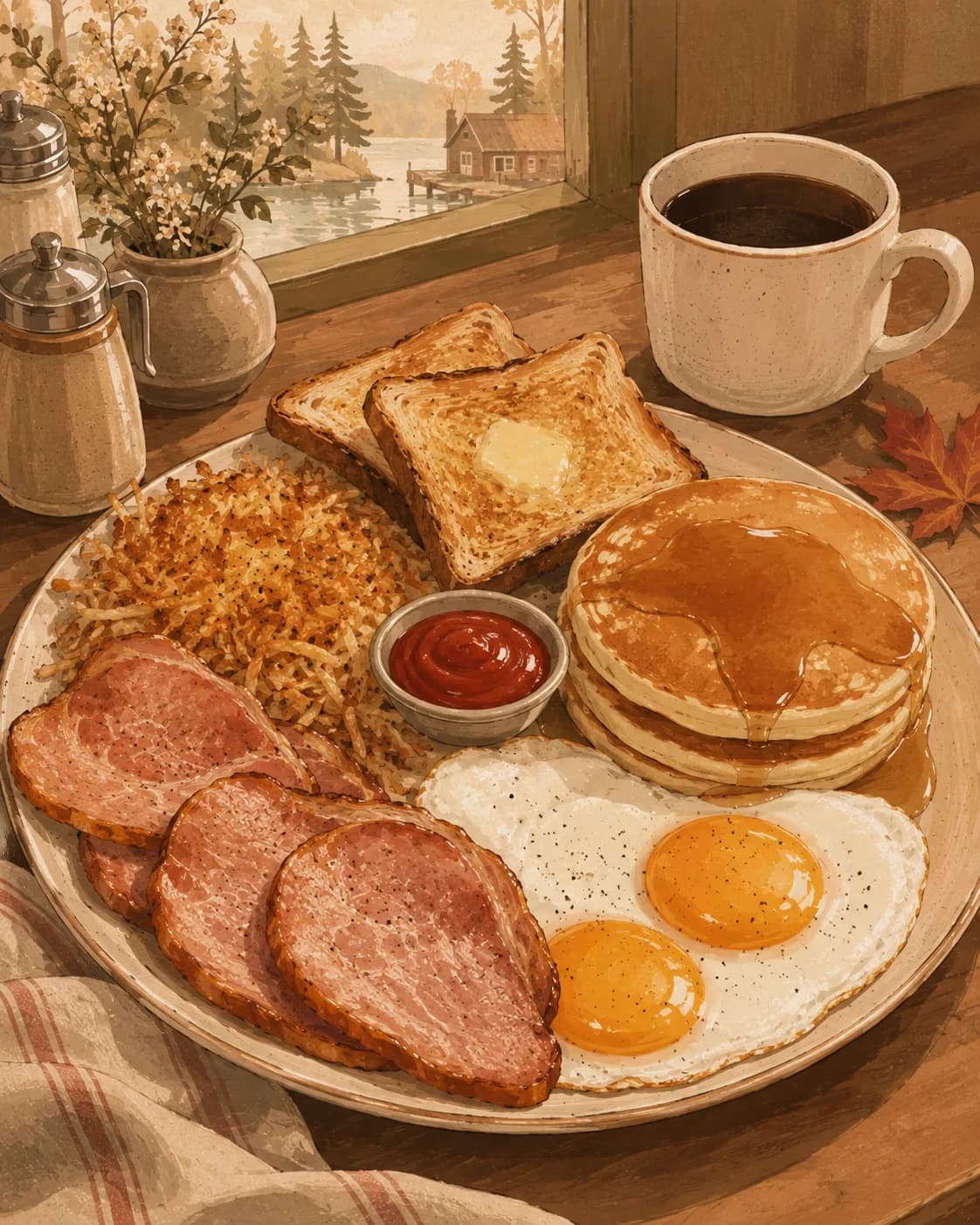 Canadian homestyle breakfast, petit-déjeuner de Canada