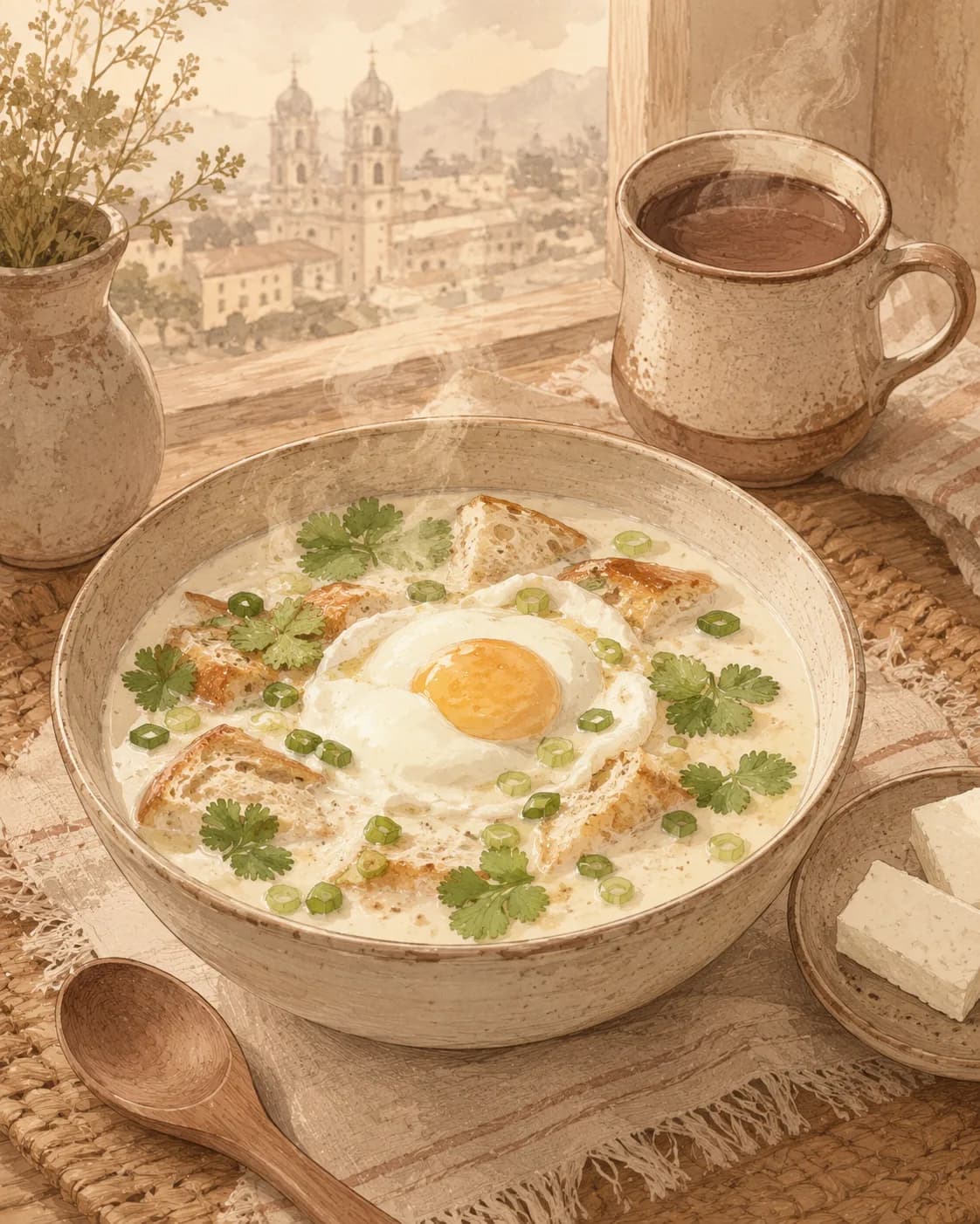 Changua colombienne, petit-déjeuner de Colombie / Bogota / Cundinamarca / Boyaca
