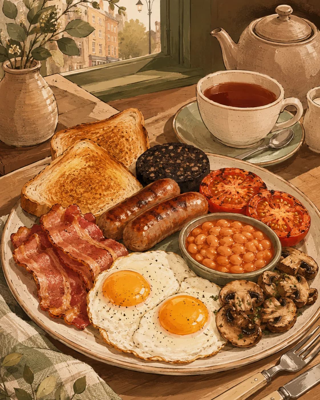 Full English Breakfast, petit-déjeuner de Royaume-Uni / Angleterre
