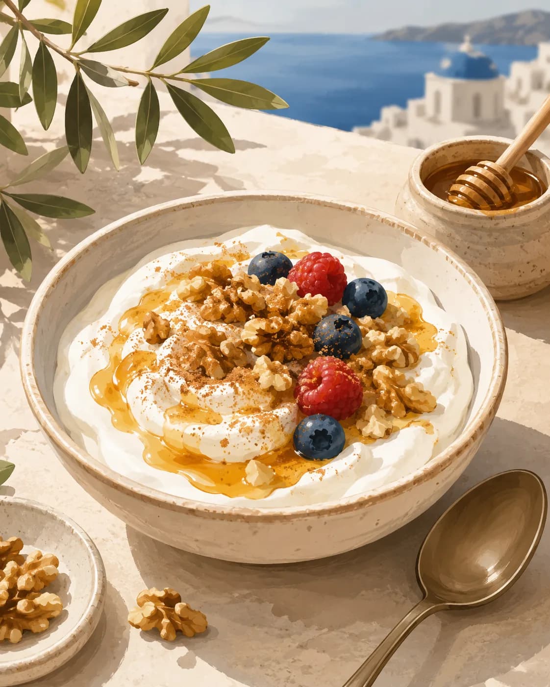 Yaourt grec au miel, petit-déjeuner de Grèce