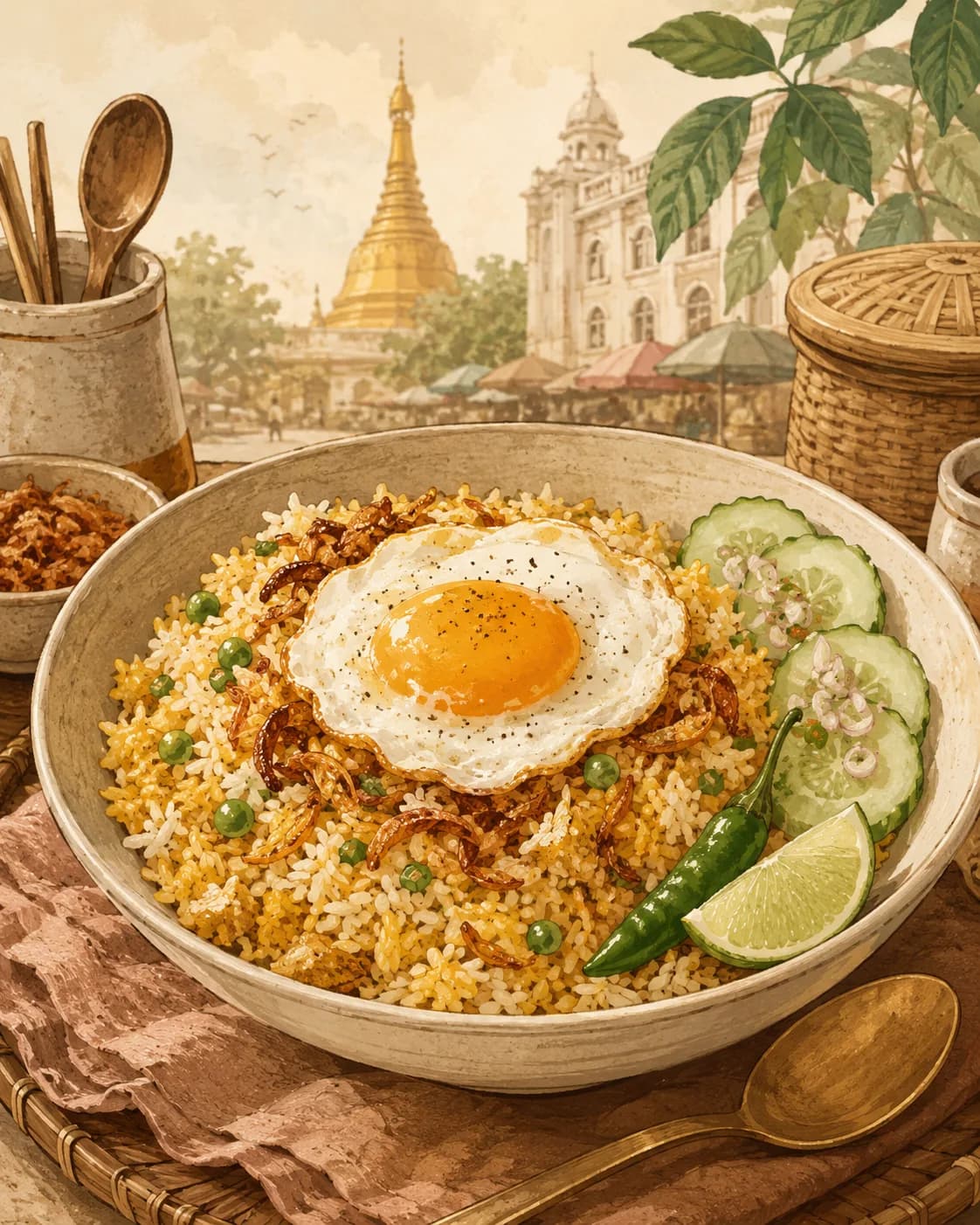 Htamin gyaw, petit-déjeuner de Myanmar