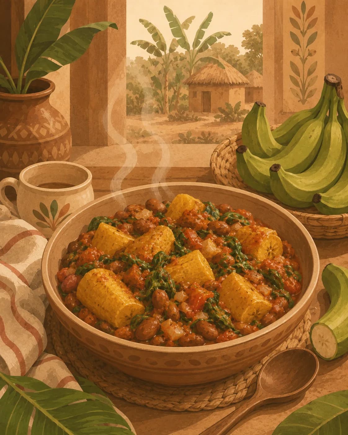 Katogo matooke et haricots, petit-déjeuner de Ouganda