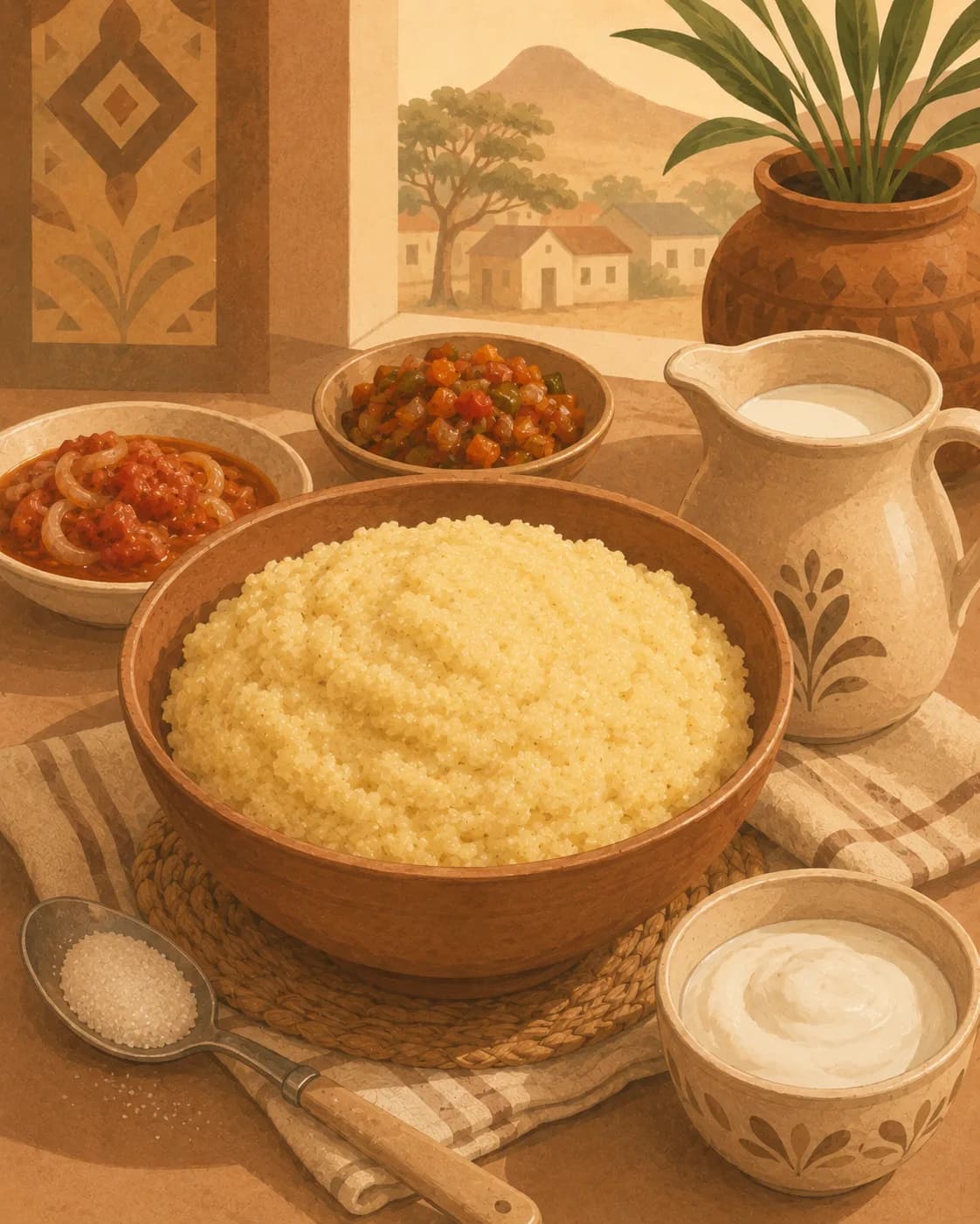 Putu pap, petit-déjeuner de Afrique du Sud