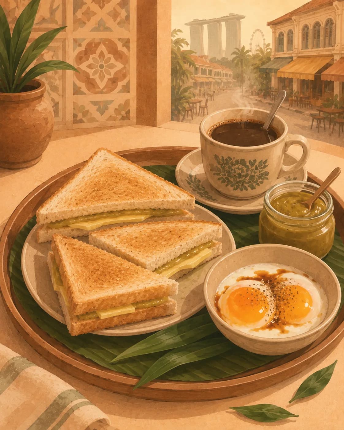 Kaya toast, petit-déjeuner en Singapour