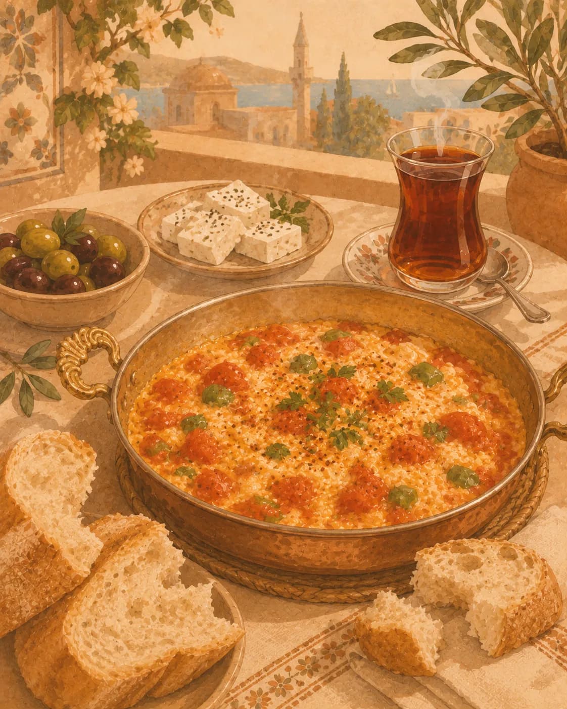Menemen, petit-déjeuner en Turquie